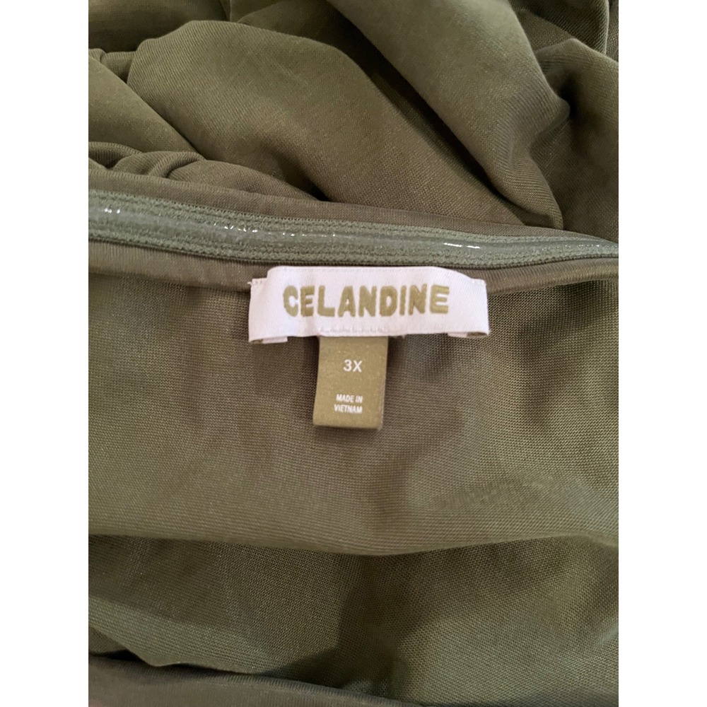 Celandine Gabbie Olive Green Ruched Strapless Maxi Dress Plus Size 3X Gown - Picture 5 of 9